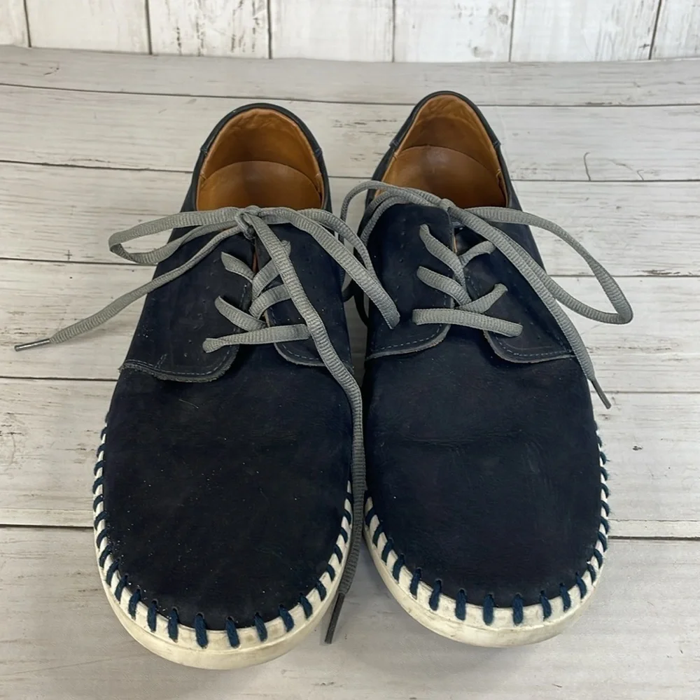 Mercanti Fiorentini Navy Blue Suede Nubuck Oxfords Made in Brazil